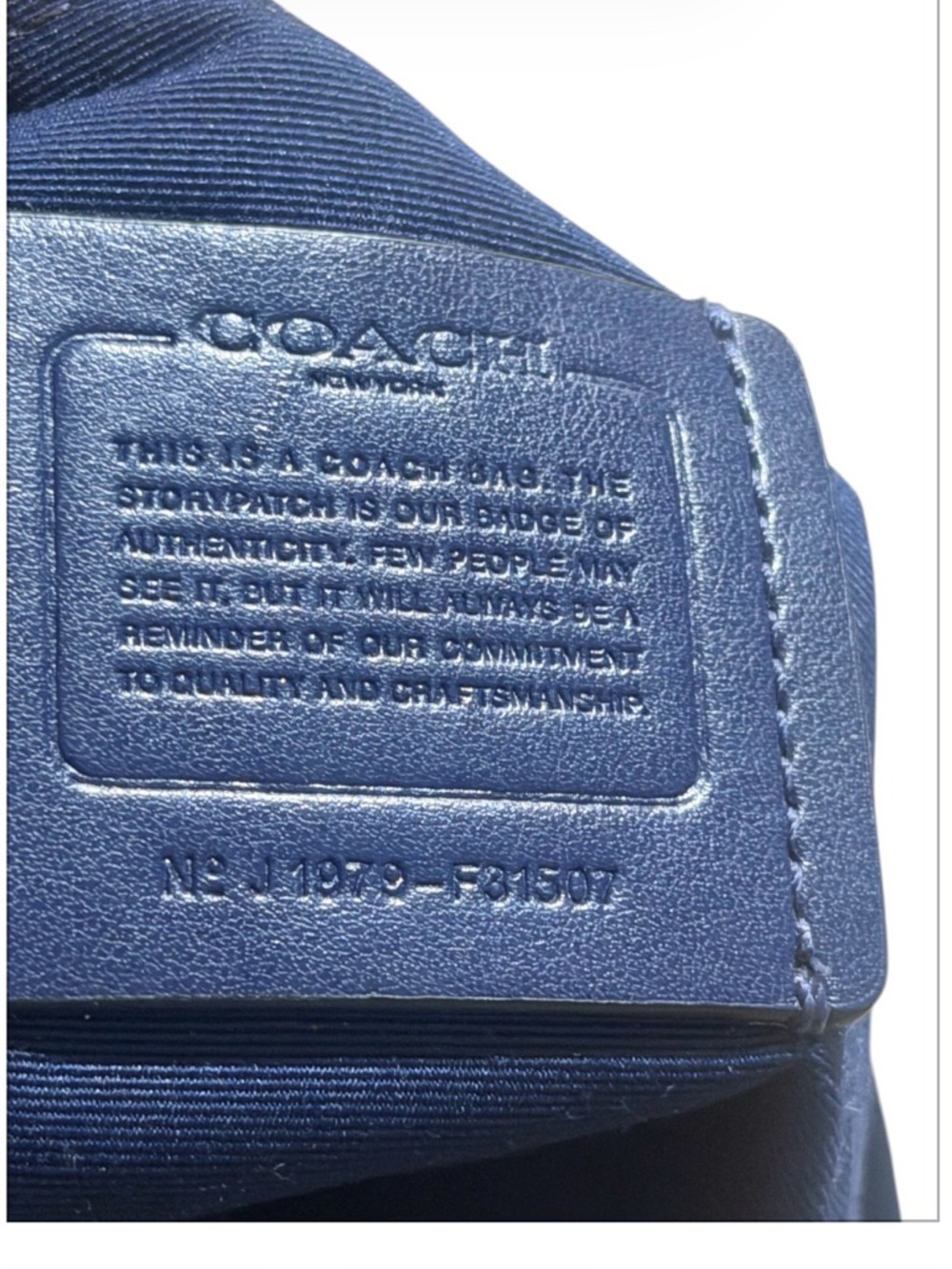 Coach Abby Duffle Pebbled Leather Hobo Bag in Deep Blue Preowned Hang Tag Added - Picture 9 of 12